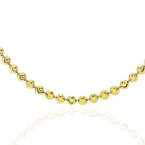 Gelbgold über Silber 2,3 mm Kugel Perle Mondschliff Erkennungsmarke Kette 16"-30" - Bild 1 von 6