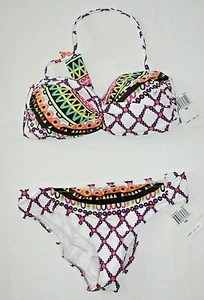 Neu mit Etikett Trina Turk Damen Gr. 10 Kon Tiki Twist Bikini Oberteil Unterteil 2 Stück weiß - Bild 1 von 3