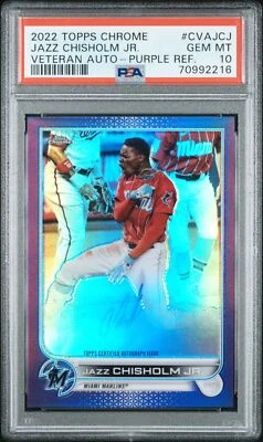Jazz Chisholm Jr. 2022 Topps Chrome #CVAJCJ Auto Purple PSA 10 080/250 - Image 1 of 2