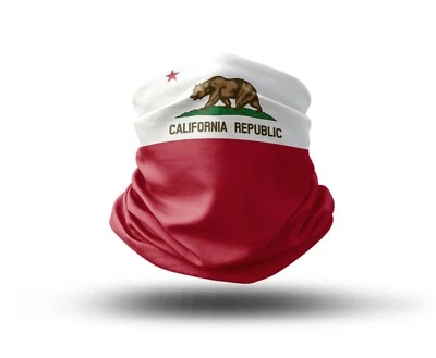 Washable Fabric Face Cover Neck Gaiter California State Flag Design EU Made - Image 1 of 4