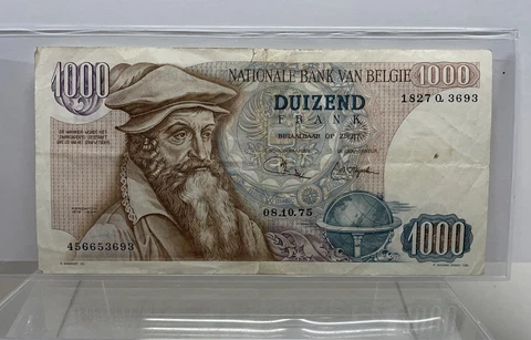1975 Belgium 🇧🇪 1000 Francs Banknote VF Cover