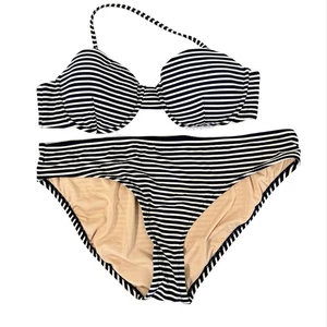 Jcrew Gestreiftes Bikini Set Oberteil S Unterteil XL Maritim Strand Pool - Bild 1 von 5