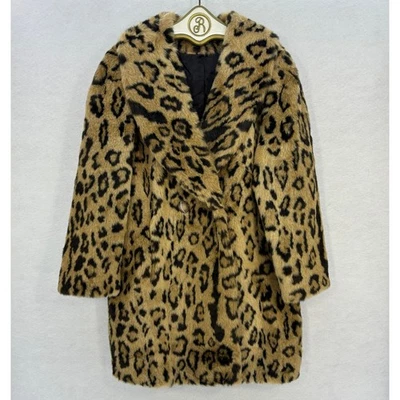 Abrigo de piel sintética estampado de leopardo vintage años 80 talla 13/14 doble pecho mafia esposa glamour Foto 1 de 4