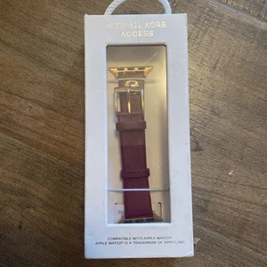 Correa de reloj Michael Kors Apple Bands cuero rojo borgoña 38 mm 40 mm MKS8043 NUEVO - Imagen 1 de 4