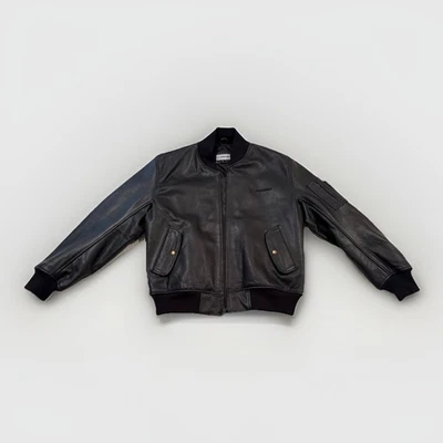 Chaqueta de bombardero de cuero Boeing negra piloto aviador para hombre abrigo de aviación grande L Foto 1 de 4