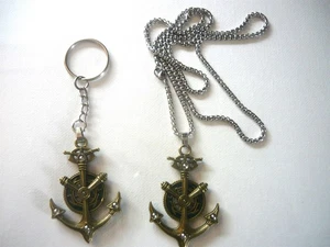 Unique Anchor Key Chain & Pendant Necklace Nautical Fashion Men Women Gift New - Picture 1 of 3