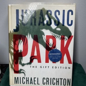 Jurassic Park SIGNED Michael Crichton 1993 Gift Edition HC/DJ Photos Thriller - Picture 1 of 10