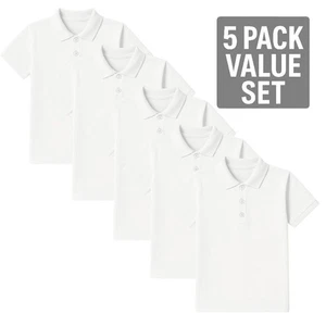 Girls Polo Shirts 5-Pack – Short Sleeve Cotton Uniform Shirts for School, Casual - Picture 1 of 6