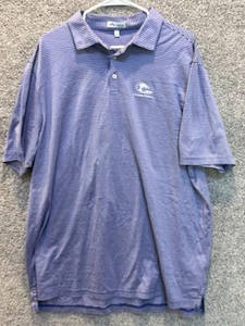 Peter Millar Golf Polo Size 2XL Ocean Forest Logo Purple Striped - Picture 1 of 6
