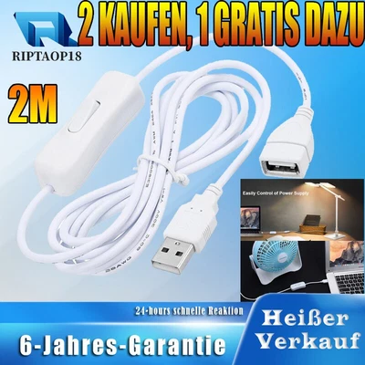 USB Schalter kabel 2m mit Ein/Aus für Fahrrekorder  LED-Schreibtischlampe Lüfter - Bild 1 von 4