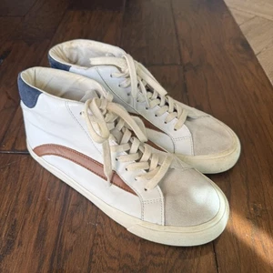 Madewell MWL hohe Damenschuhe Größe 8,5 weiß braun Leder Turnschuhe AA-18 - Bild 1 von 13