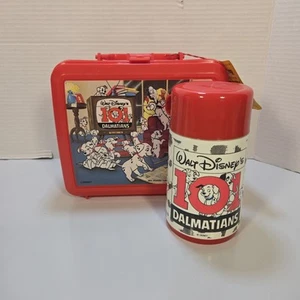 Lunchbox vintage 101 Dalmatians Aladdin con thermos ed etichetta NOS nuovo plastica USA 1992 - Foto 1 di 12