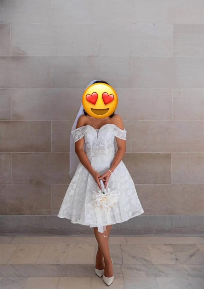 Wedding Gown Mini Dress  XS TO SMALL - VEIL INCLUDED - Image 1 of 4