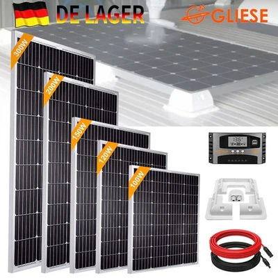 Solarpanel Set Solarmodul 100W 120W 150W 200W 300W für RV Wohnmobil Caravan Boot - Bild 1 von 4