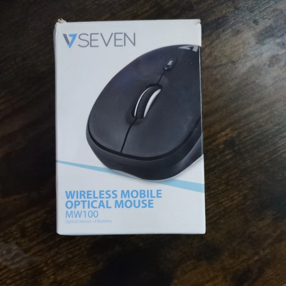 V7 MW100-1E Wireless Optical Mouse with 4 Buttons and Adjustable DPI - Black - Image 1 of 4