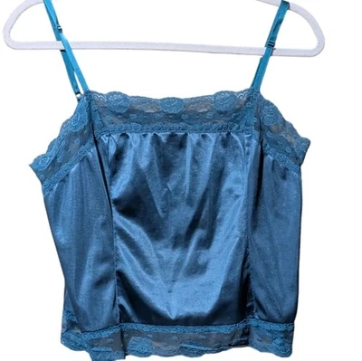Camisola Warner's verde azulado 38 coqueta satinada EE. UU. etiqueta de papel encaje ajustable Foto 1 de 4