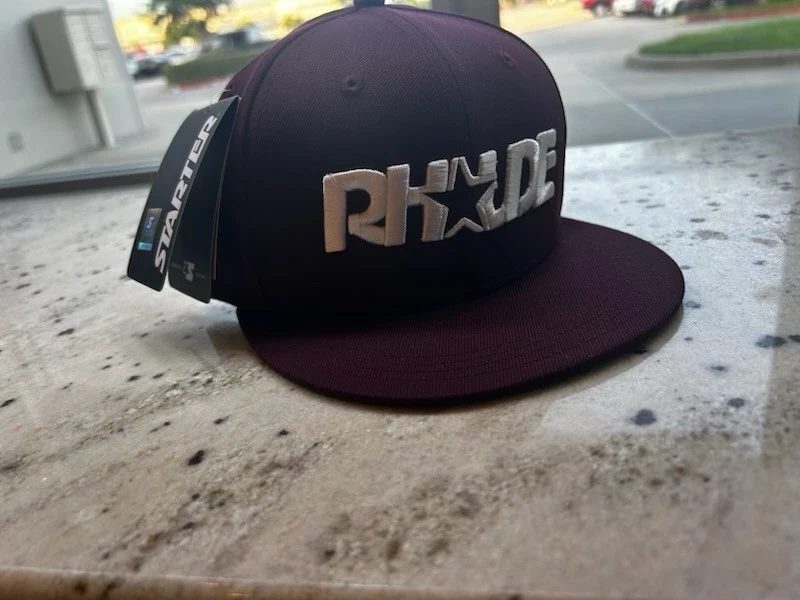 Rhude X Starter 黑色标签勃艮第天然平沿帽帽子世界白色标志 — 第 1/4 张图片