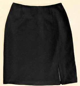 ALIA Sz 10 Black Knee Length Skirt Lined Kick Split Pencil Skirt Office Classic  - Picture 1 of 7