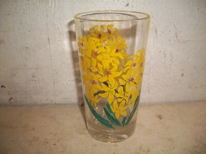 Vintage Erdnussbutter Glas Hyazinthe gelb Blume Becher 5" sauber hell Pyro - Bild 1 von 3
