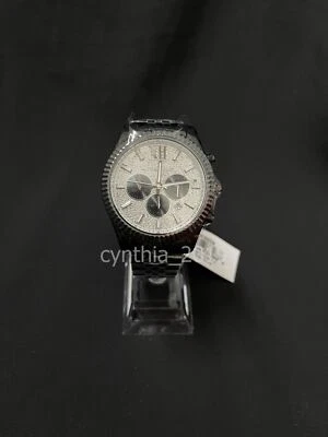 Michael Kors MK8605 Lexington Chronograph Silver Crystal Pave Dial Men's Watch - Image 1 of 4