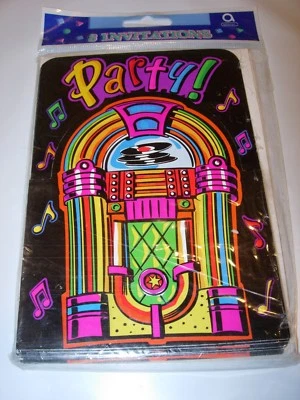NUEVO PACK 8 TARJETAS Y SOBRES DE NOTAS DE FIESTA INVITACIONES MÚSICA BAILE DISCO DISCO PARA DISCOS  Foto 1 de 4