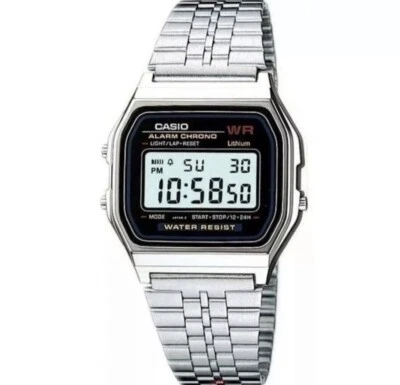 Nuevo Reloj Casio A159W Digital Clásico Retro Acero Inoxidable Plateado VENDEDOR DEL REINO UNIDO Foto 1 de 4