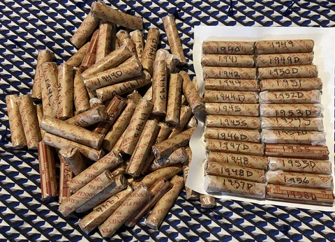 1940-1958 WHEAT PENNY ROLLS. ALL SAME DATE IN EACH ROLL.ALL 3 MINTS.YOUR CHOICE! Cover