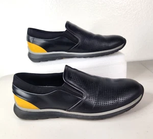 Zegna Mens Leather Loafers Black Shoes 11 US Slip ons X-lite - Picture 1 of 14