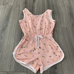 Toddler Girls Flower Print Sleeveless Stretch Spring/Summer Pink Jumpsuit Soft - Picture 1 of 7