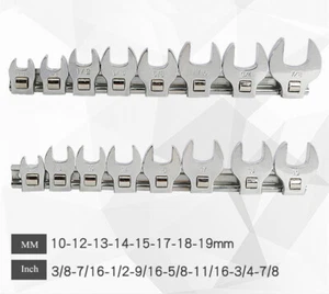8Pcs 3/8 Inch Drive Crowfoot Wrench Set Crow Foot Wrench Metric/Imperial CR-V - Picture 1 of 9