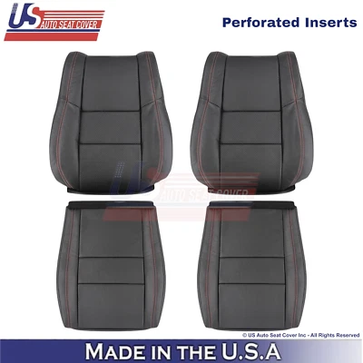 2011-2025 Fits Dodge Durango Genuine Leather Front Covers Black w/ Red Stitch - Image 1 of 4