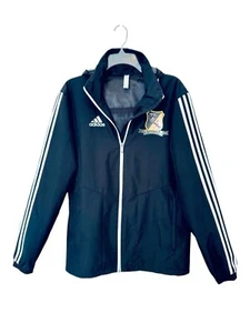 Adidas Warner Soccer Mens Small Black Hidden Hood Track Jacket Windbreaker - Picture 1 of 19