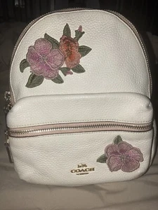Coach White Leather mini Backpack With Floral Embroidery - Picture 1 of 12