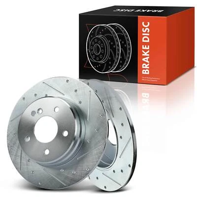 Rear Drilled & Slotted Brake Rotors for Mercedes-Benz C230 C320 CLK320 SLK280 - Image 1 of 4