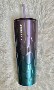 Starbucks 2023 Purple Twilight Ombre Mermaid Scales Stainless Tumbler 24oz Cup