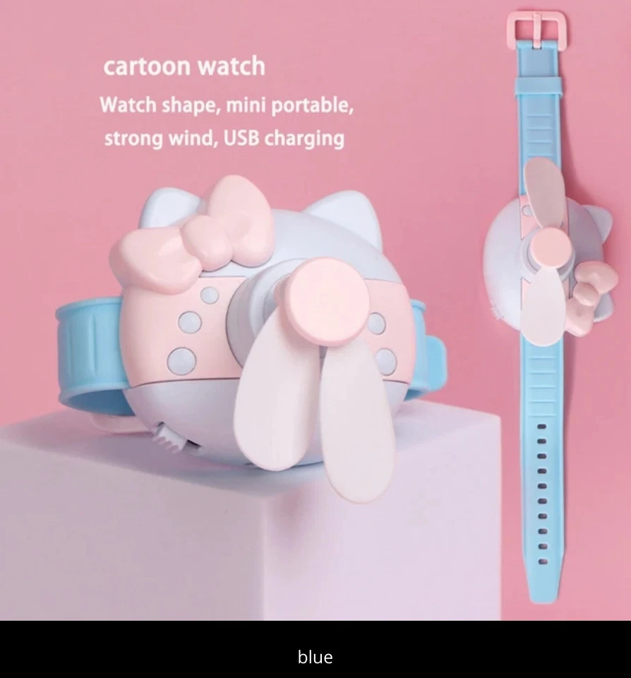 Mini ventilador de reloj pequeño silencioso portátil recargable USB HelloKitty Foto 1 de 4