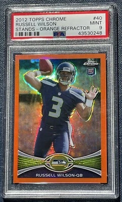 Tarjeta de novato Russell Wilson 2012 Topps cromada #40 refractor naranja PSA 9 RC Foto 1 de 2