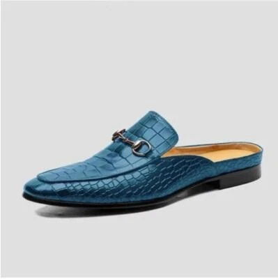 Zapatillas sin cordones para hombre Mules zapatos planos negros sin espalda mocasines de cuero sintético nuevas Foto 1 de 4