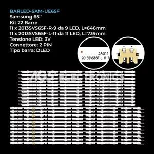 KIT 22 BARRE STRIP LED TV SAMSUNG D2GE-650SCA-R3/B 2013SVS65F-L/R UE65F6400 - Picture 1 of 1