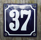 HOUSE NUMBER 37, FRENCH ENAMEL SIGN. WHITE No.37 ON A BLUE BACKGROUND. 10x10cm.