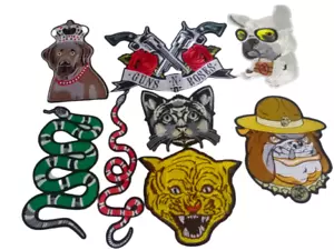 Lot 8 PC Large Mix Iron on Patches Fashion Embroidered Clothes Jacket Bikers Top - Picture 1 of 17