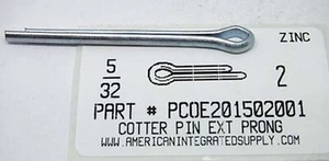 5/32X2 PINES DE COTTER PUNTA EXTENDIDA ACERO CHAPADOS EN ZINC (40) - Imagen 1 de 1