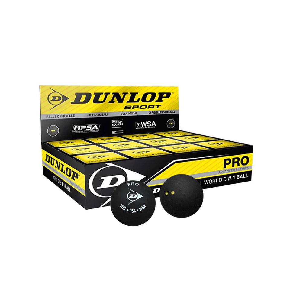 12 DUNLOP PRO DOUBLE YELLOW SQUASH BALLS WSF & WISPA AP - image 1 of 1