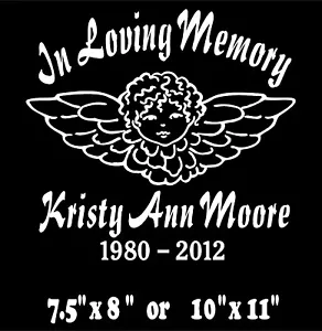 Calcomanía de vinilo personalizada para ventana de coche Angel Cherub con memoria amorosa - Imagen 1 de 10