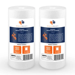 2-PACK of Aquaboon Sediment Water Filter Whole House Big Blue 1 Micron 10"x4.5" - Picture 1 of 8