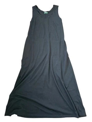 United цвета Benetton Lagenlook хлопок черный макси платье без рукавов Sz XL - Изображение 1 из 4