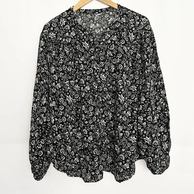 Old Navy Feminino Floral Escuro Cottagecore Botão para Cima 2X Prairie Camponesa Boho - Imagem 1 de 4