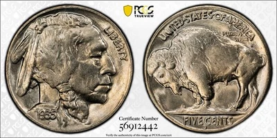 1935-D Buffalo 5c Nickel MS65+ PCGS Choice PQ BU - Image 1 of 3