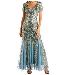 Vestido de noche para mujer R&M Richards lentejuelas Godet talla 18W madre de la novia 5515 - Imagen 1 de 3