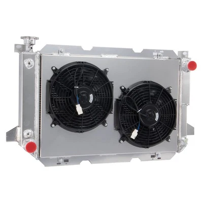 3-Row Radiator+Shroud Fan Fit 1985-97 Ford F150 F250 F350 1985-96 Bronco 5.8L AT Foto 1 de 4